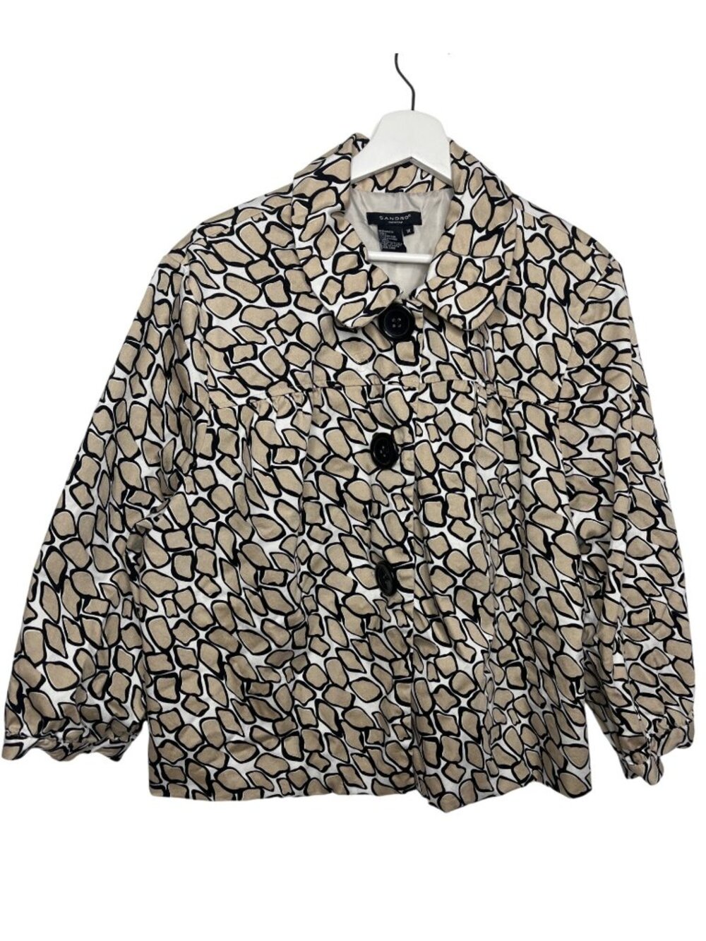 Sandro 1X Tan Black Tweed Blazer Jacket Preppy Academia Career